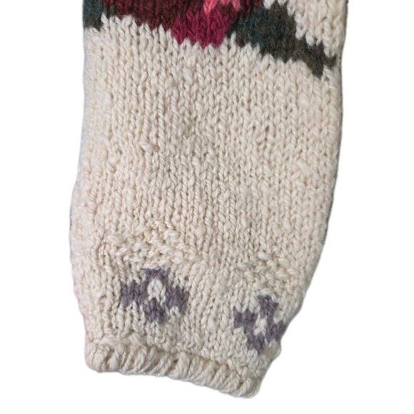 Vtg Sz L 90s Express Tricot Hand Knit Wool Chunky Sweater Cardigan Cottagecore - Picture 6 of 9